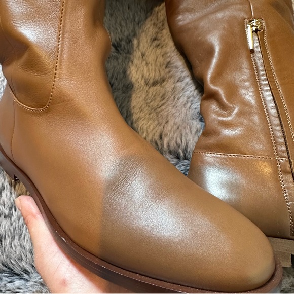 SOLD! Retail$1,185 MAX MARA Brigg Fold-over Leather Brown Boots. Sz:EU39/US8.5 - Picture 13 of 16